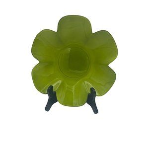 Lime Green Floral Shaped Candy Dish Bowl  10 inch Diameter